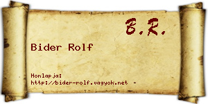 Bider Rolf névjegykártya